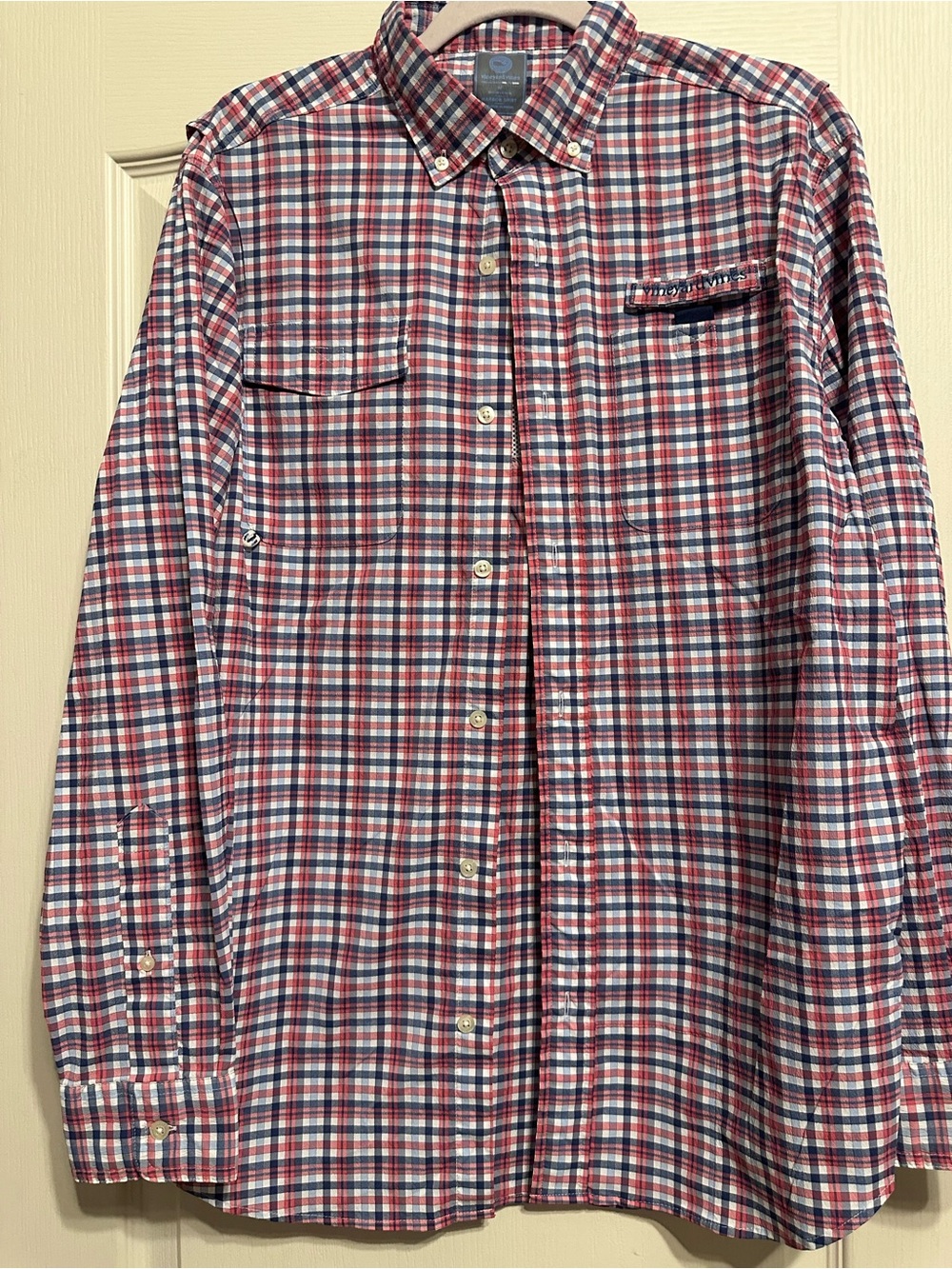 Vineyard Vines Red, Blue & White Plaid Button-Down Shirt